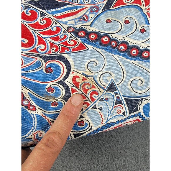 Vera Bradley Tote Bag Womens Medium Blue Red Paisley Canvas Shoulder Purse - Picture 9 of 14